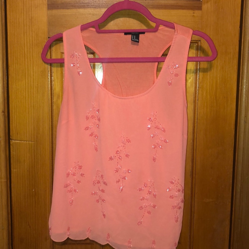 CORAL EMBROIDERED TANK